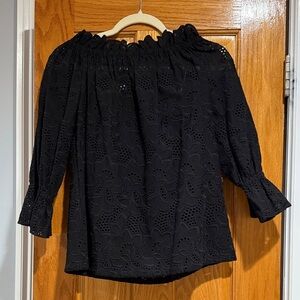 Elegant Black Eyelet Top